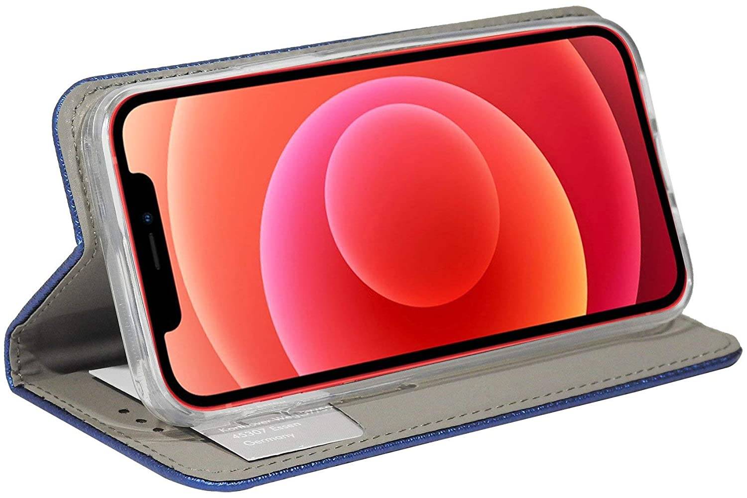 Buch Tasche "Smart" für iPhone 12 Pro Handy Hülle Etui Brieftasche Schutzhülle mit Standfunktion, Kartenfach Blau