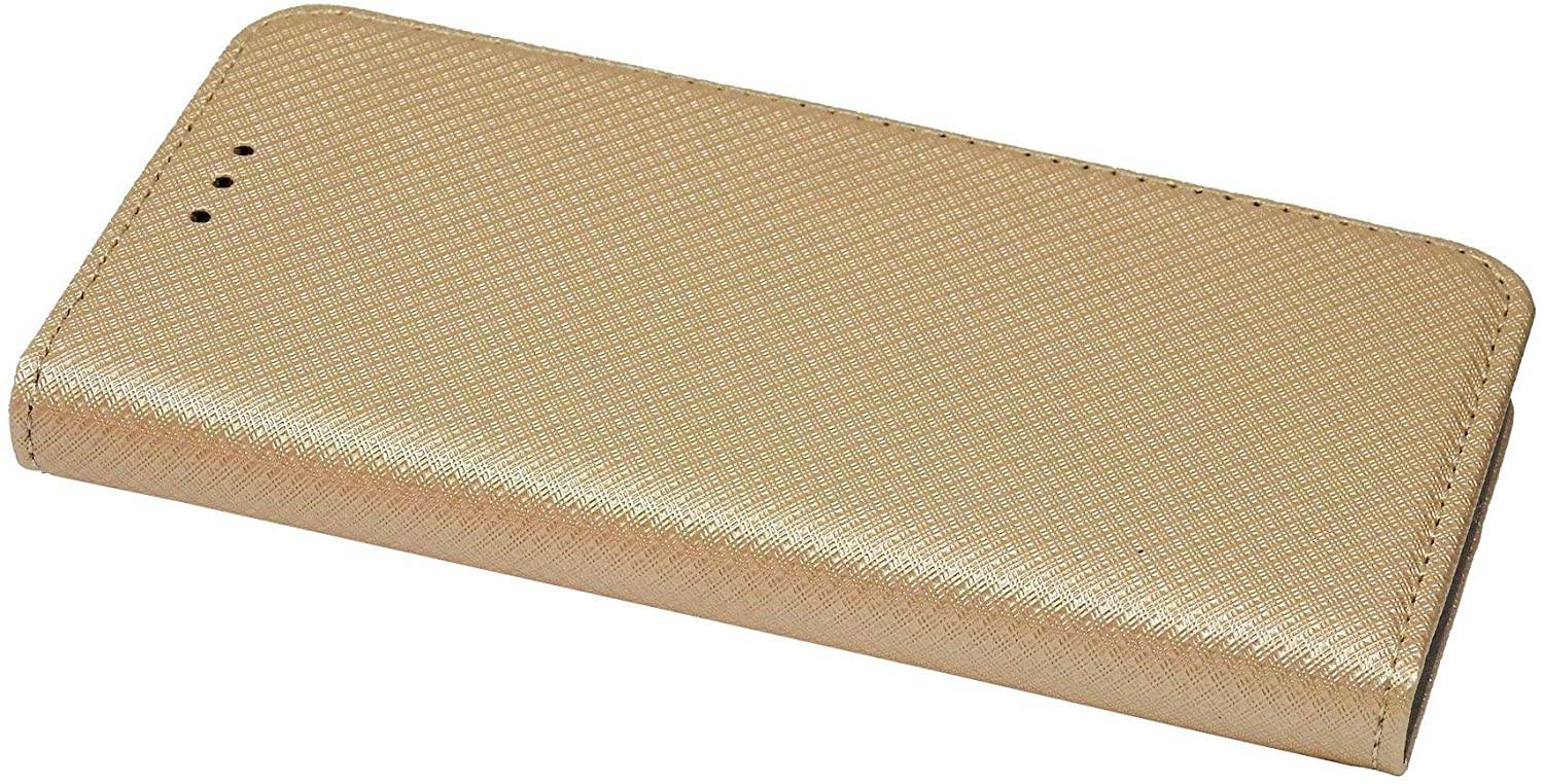 Buch Tasche "Smart" für iPhone 12 Pro Handy Hülle Etui Brieftasche Schutzhülle mit Standfunktion, Kartenfach Gold