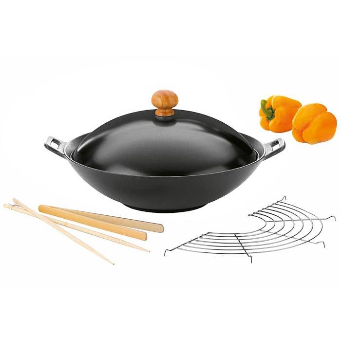 kela 77943 Wok-Set "Asia", ø 36 cm, schwarz, 5-teilig (1 Set)