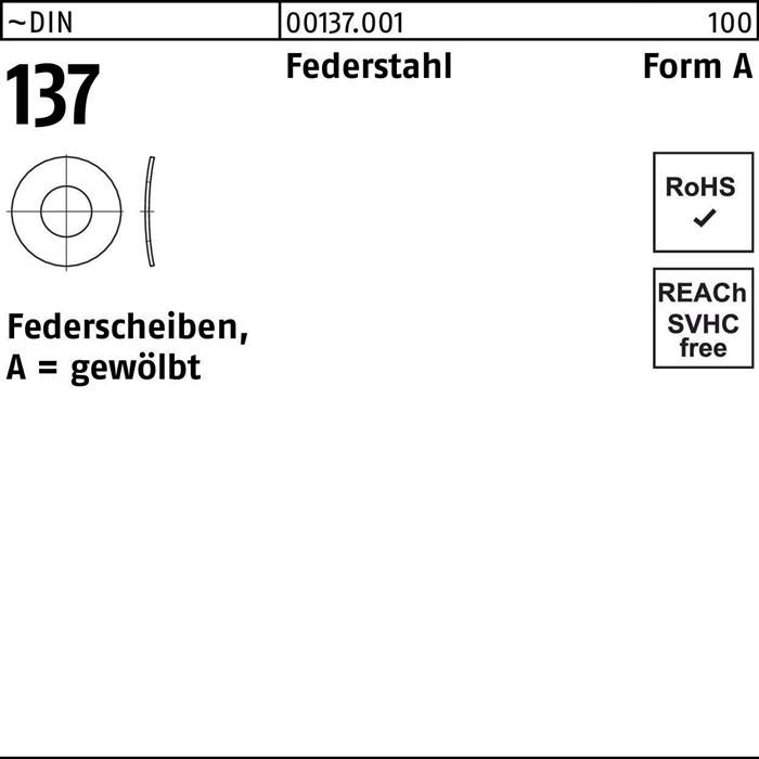 DIN 137 Federstahl Form A Federscheiben, gewölbt, RoHS SVHC Reach-konform.