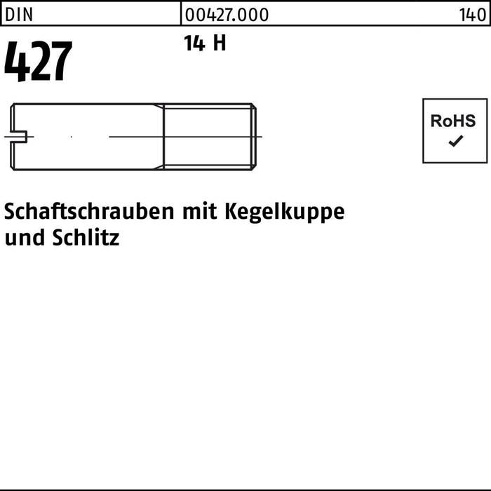 DIN 427 Schaftschraube mit konischer Spitze und Schlitz. RoHS-konform.