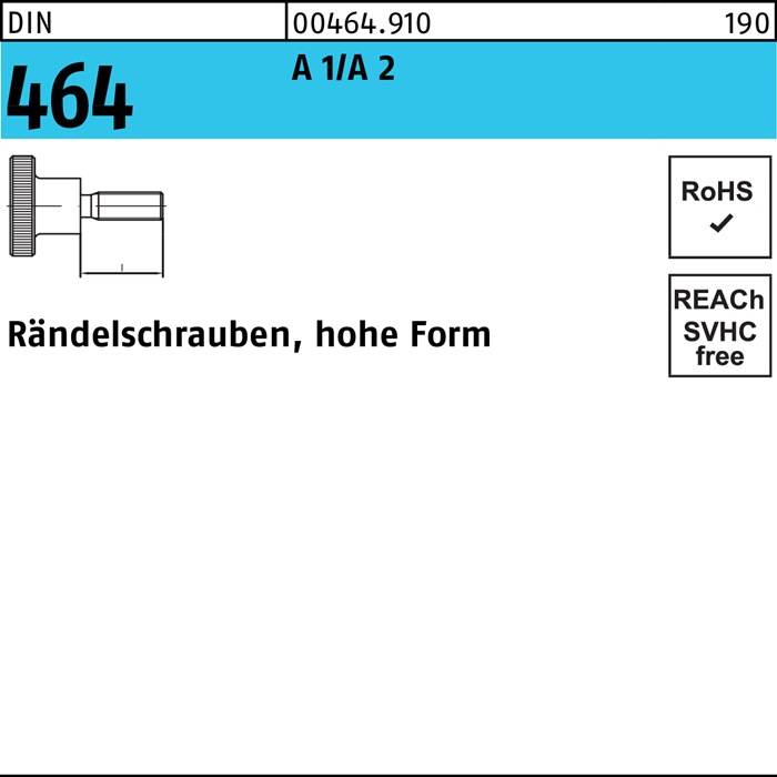 Rändelschraube DIN 464 hohe FormM6x 20 A 1/A 2 10 Stück