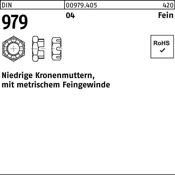 Kronenmutter DIN 979 niedrig M18x1,5 Automatenstahl 50 Stück