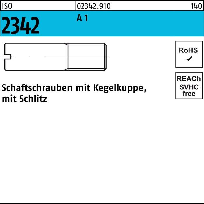 Schaftschraube ISO 2342 Kegelkuppe/Schlitz M6x 30 A 1 100 Stück