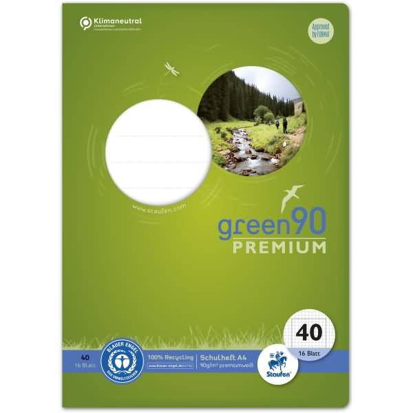 Schulheft Green A4 kariert 5mm Lineatur 40 16 Blatt
