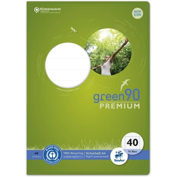 Schulheft Green A4 kariert 5mm Lineatur 40 16 Blatt