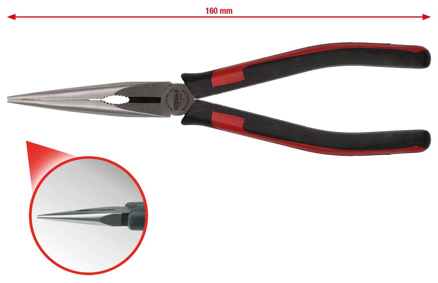 KS TOOLS SlimPOWER Flachrundzange, 160mm