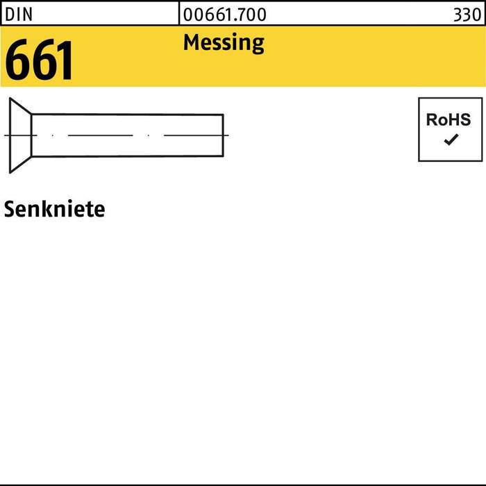 Senkniete DIN 661 4x 20 Messing 1000 Stück