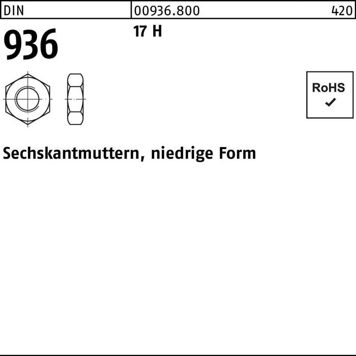 Sechskantmutter DIN 936 M12 17 H 100 Stück