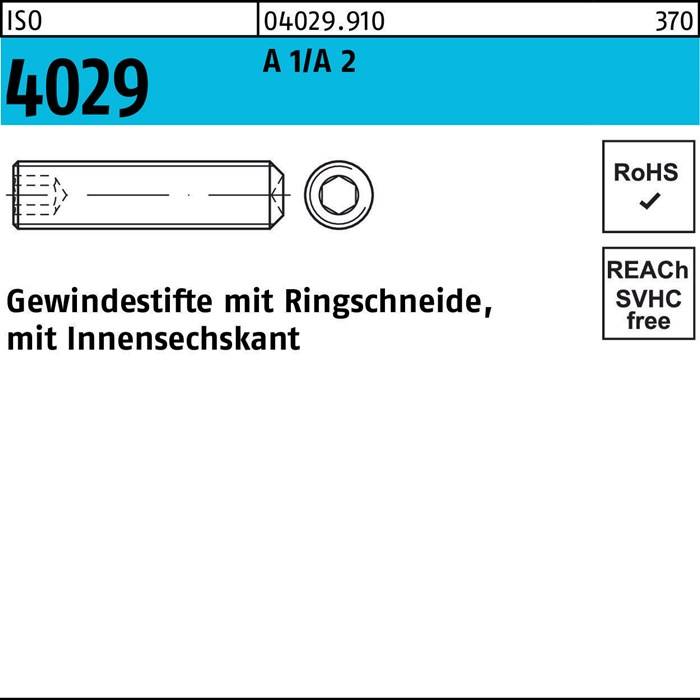 Gewindestift mit Ringschneide, mit Innensechskant