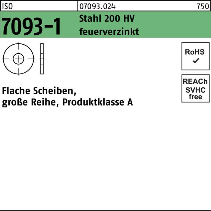 Unterlegscheibe ISO 7093-1 30 Stahl 200 HV feuerverz. 25 Stück