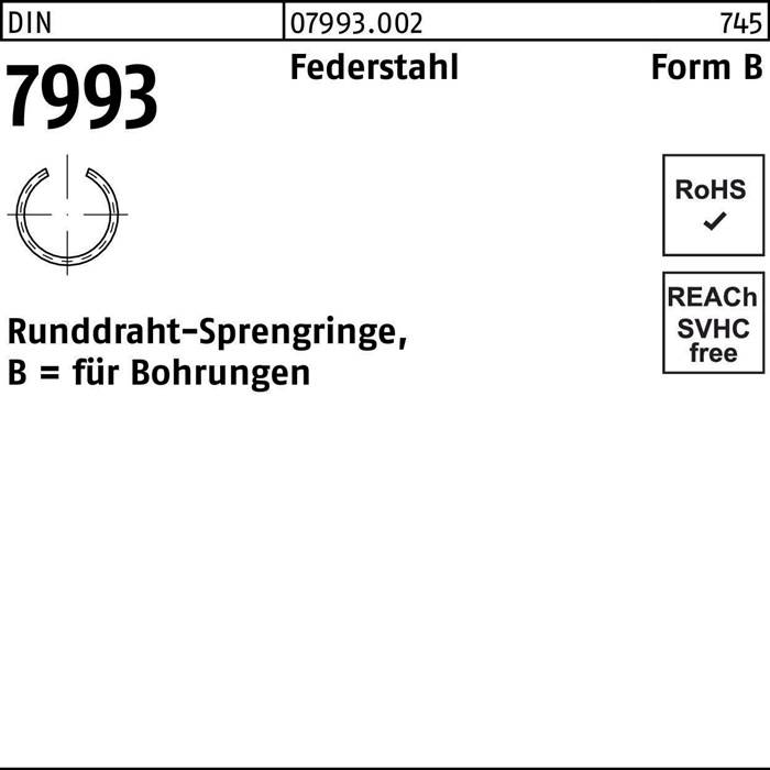 Runddraht-Sprengringe, B = für Bohrungen nach DIN 7993, RoHS- und REACH-konform
