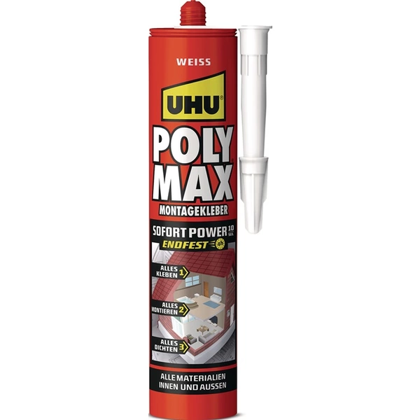 Kleb- u.Dichtstoff POLY MAX 10 SEK SOFORT POWER weiß 425g Kartusche UHU Kleb- u.Dichtstoff POLY MAX 10 SEK SOFORT POWER weiß 425g Kartusche UHU