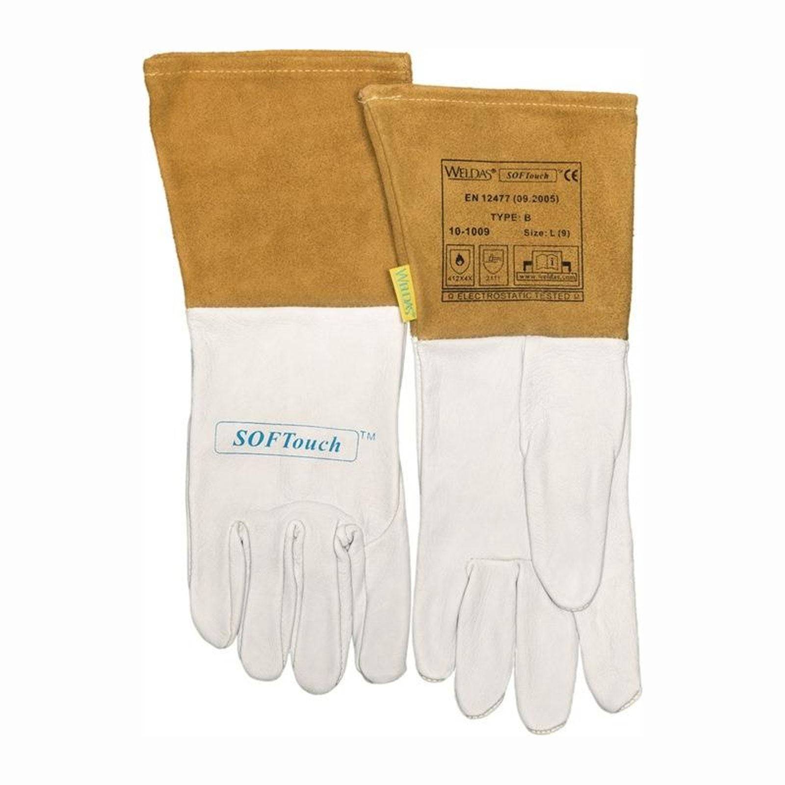 Weldas Schweißerhandschuhe natur / orange EN 388 EN 12477 EN 1149-2 Gr. M (8,5) - 10-1009-M