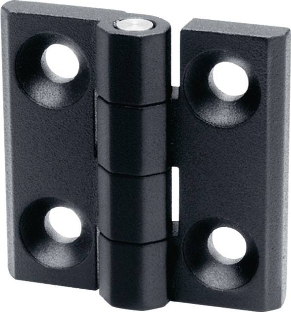 Ein Metalltürband mit vier Schraublöchern, zwei auf jeder Seite, konzipiert zum Anbringen und Ermöglichen des Öffnens und Schließens einer Tür oder eines Panels.