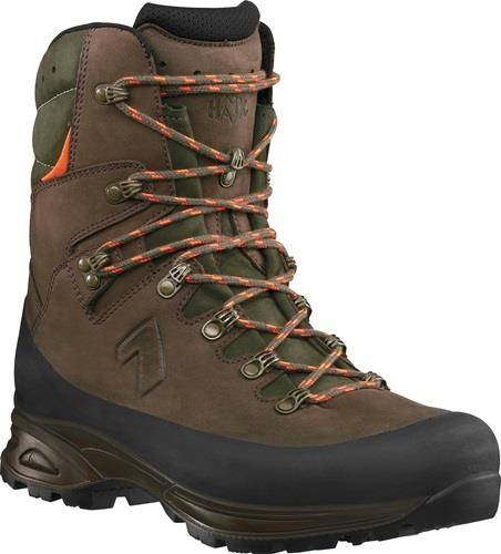 Ein robuster, brauner Wanderschuh mit roten Schnürsenkeln und verstärkter schwarzer Zehenkappe, konzipiert für Strapazierfähigkeit und Outdooraktivitäten.