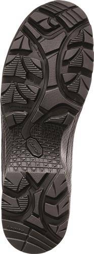 Laufflächenmuster einer Schuhsohle, das eine Mischung aus geometrischen und geschwungenen Designs für verbesserten Grip und Traktion zeigt.