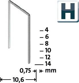 Feindrahtklammer H Typ 37 Klammer-B.10,6mm 10mm 0,75mm 1000 St.