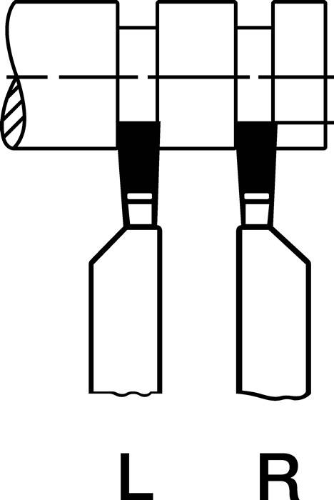 Abstrakte monochromatische Zeichnung, die eine menschenähnliche Figur mit blockigen Gliedmaßen und einem gestreiften kreisförmigen Muster an einem Arm zeigt.