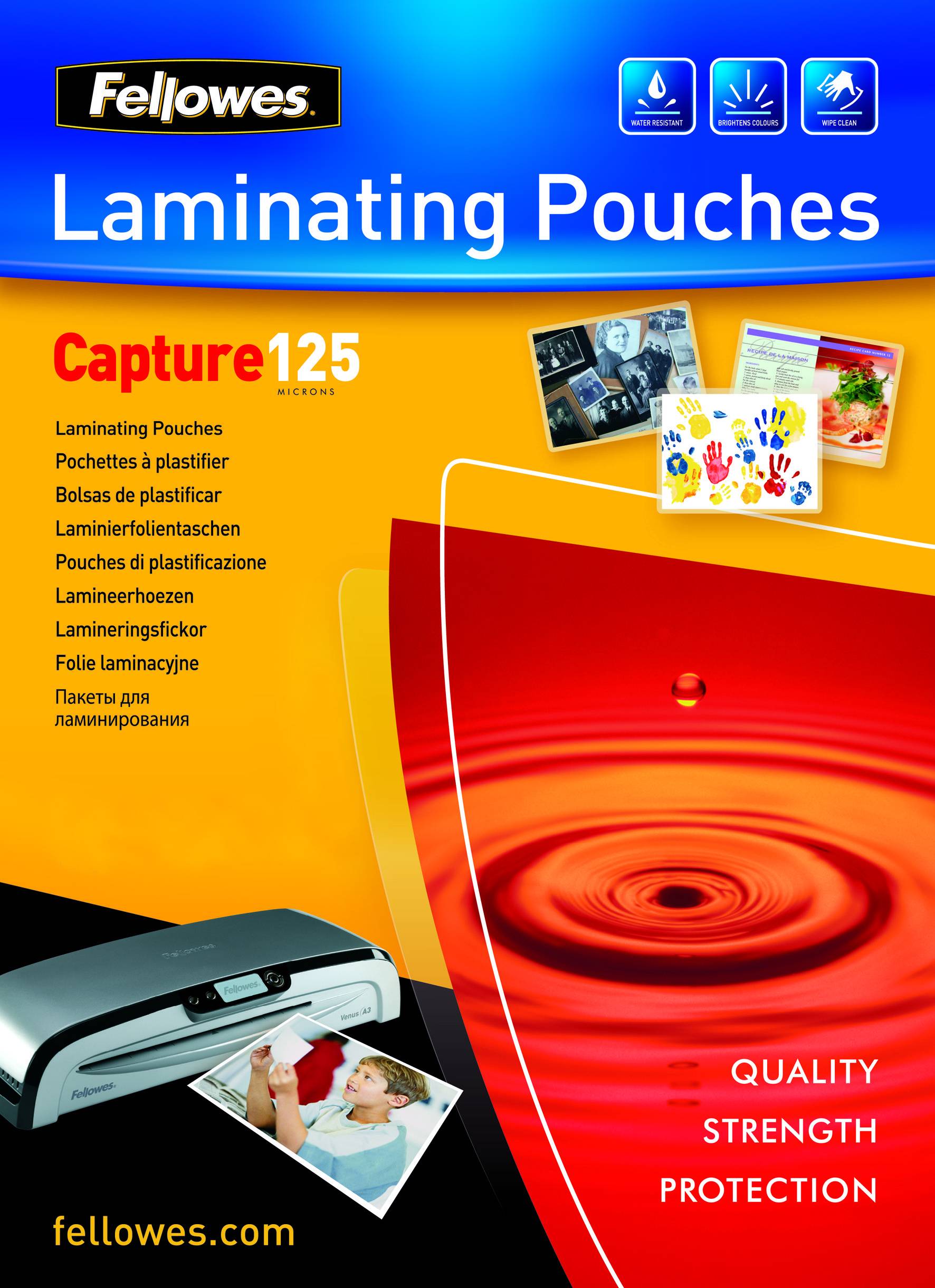 Fellowes Laminating Pouches Capture 125 micron - 100er-Pack - glänzend - A4 (210 x 297 mm)