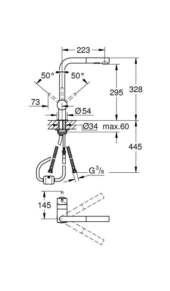 GROHE Einhand-Spültischbatterie MINTA 1/2Zoll L-Auslauf chr chrom