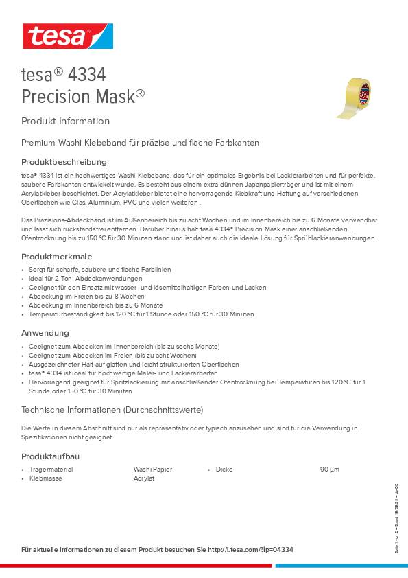 Präzisionskrepp 4334 glatt gelb L.50m B.30mm Rl.TESA