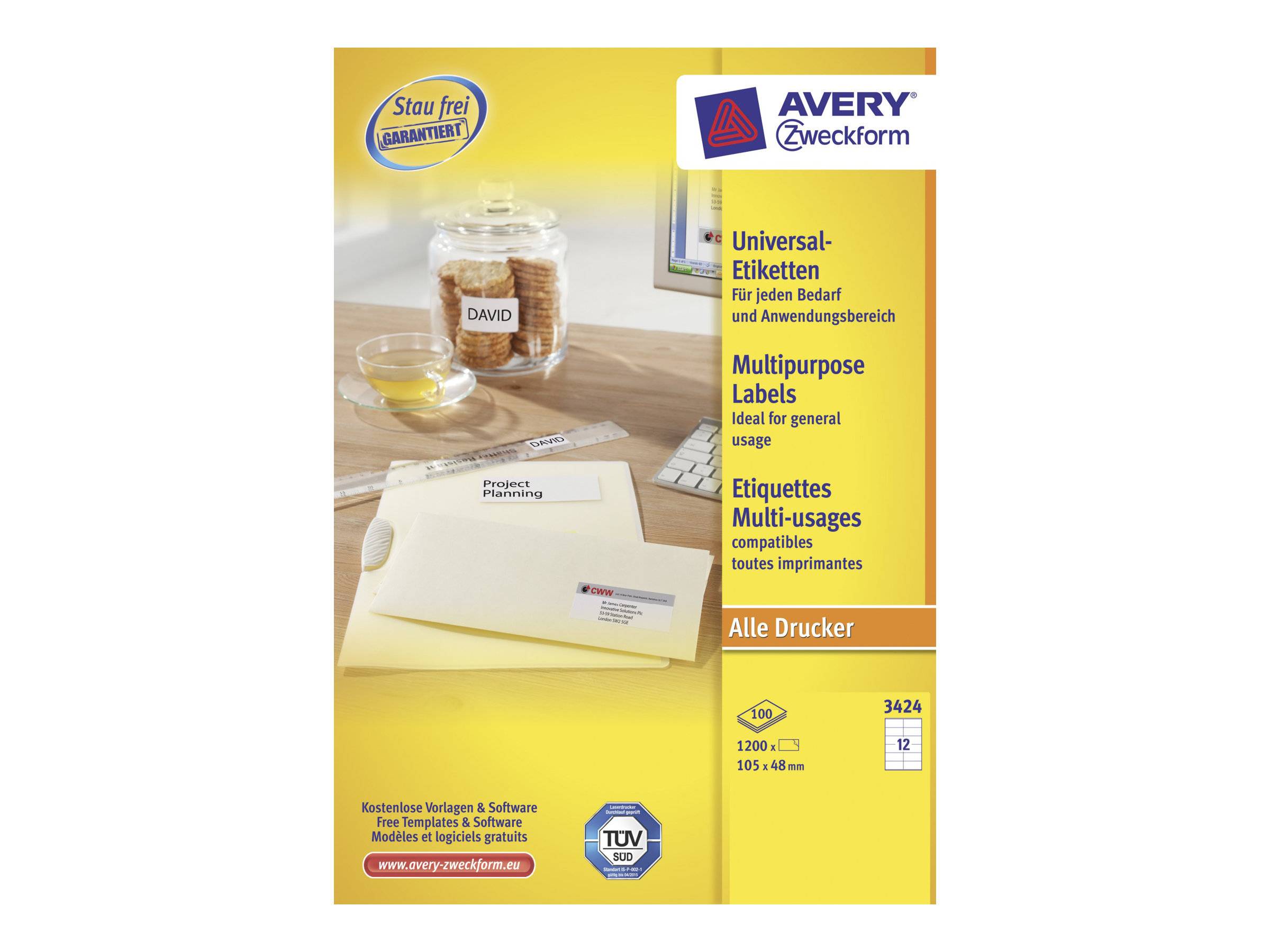AVERY ZWECKFORM - Avery - Weiß - 105 x 48 mm 1200 Etikett(en) (100 Bogen x 12)
