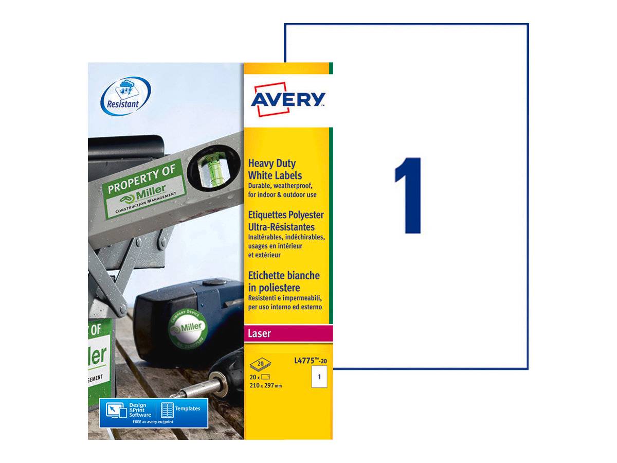 AVERY ZWECKFORM - Avery Heavy Duty Laser Labels - Polyester - A4 (210 x 297 mm)