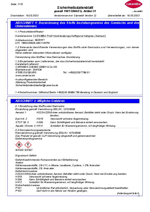 Hochl.Haftgrund hellgrau 500 ml Spraydose CARAMBA