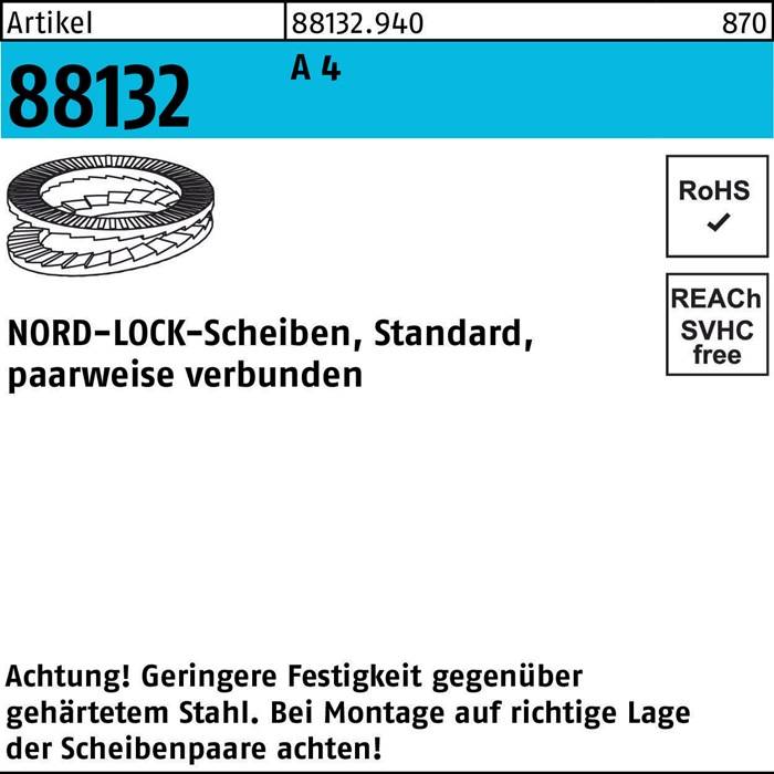 Unterlegscheibe R 88132 geklebt NL 12 SS A 4 200 Stück NORD-LOCK