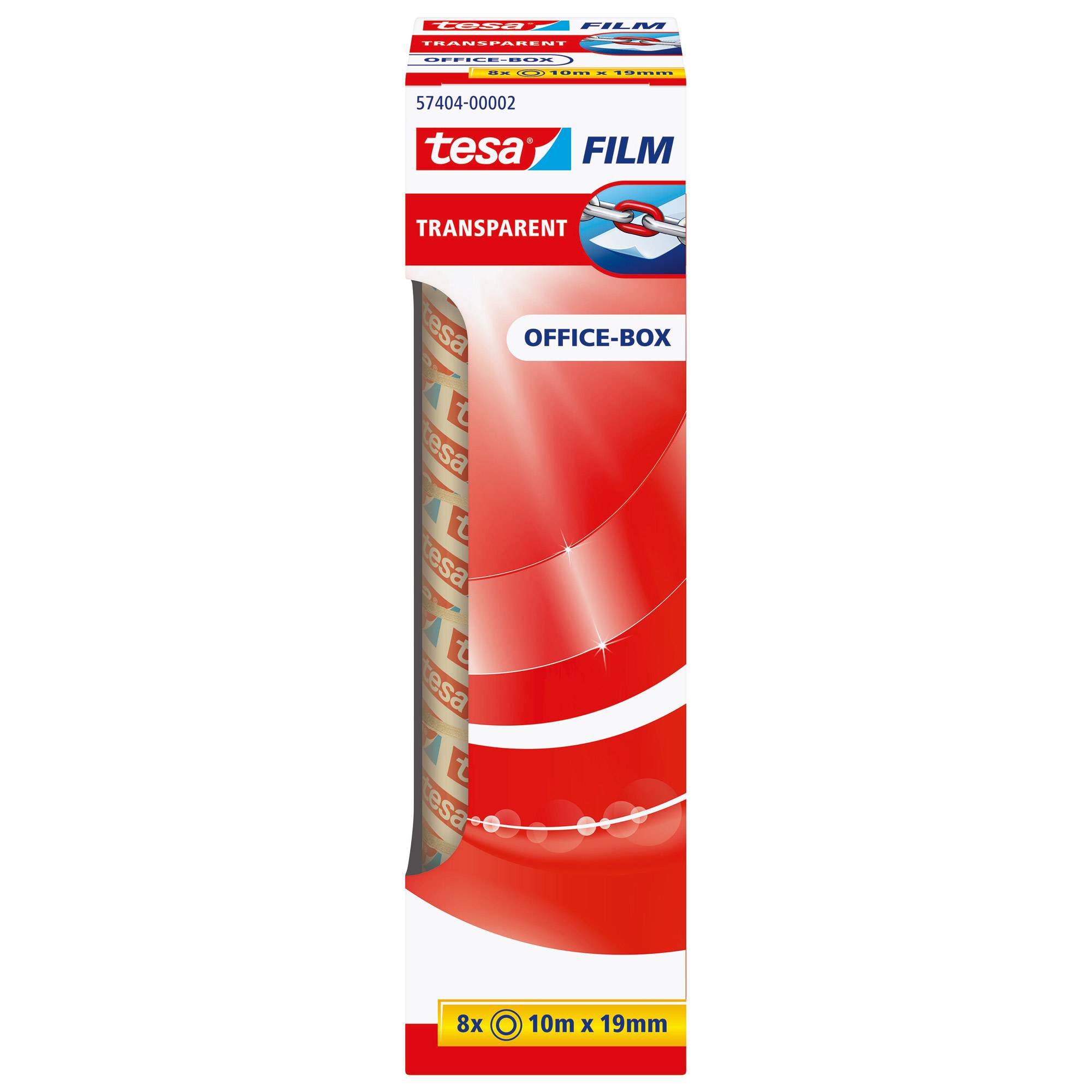 Tesafilm - Büro-Klebeband - 19 mm x 10 m - Polypropylenfolie - transparent (Packung mit 8)