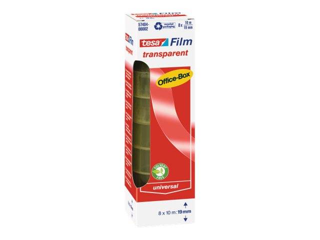 Tesafilm - Büro-Klebeband - 19 mm x 10 m - Polypropylenfolie - transparent (Packung mit 8)