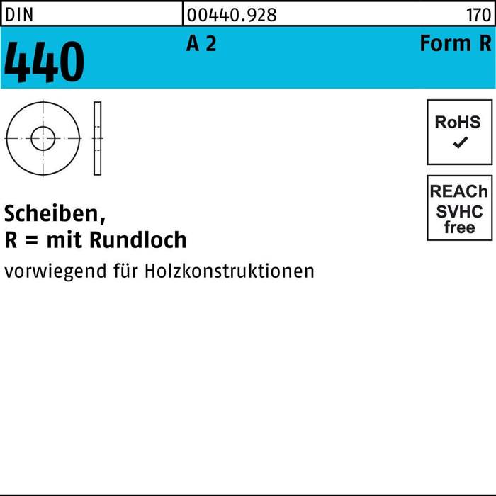 Scheibe DIN 440/ISO 7094 FormR R 17,5x 56x 5 A 2 50 Stück