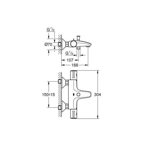 GROHE Thermostat-Wannenbatterie GROHTHERM 800 1/2Zoll, S-Anschlüsse GROHE Thermostat-Wannenbatterie GROHTHERM 800 1/2Zoll, S-Anschlüsse