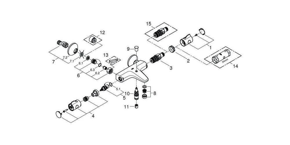 GROHE Thermostat-Wannenbatterie GROHTHERM 800 1/2Zoll, S-Anschlüsse