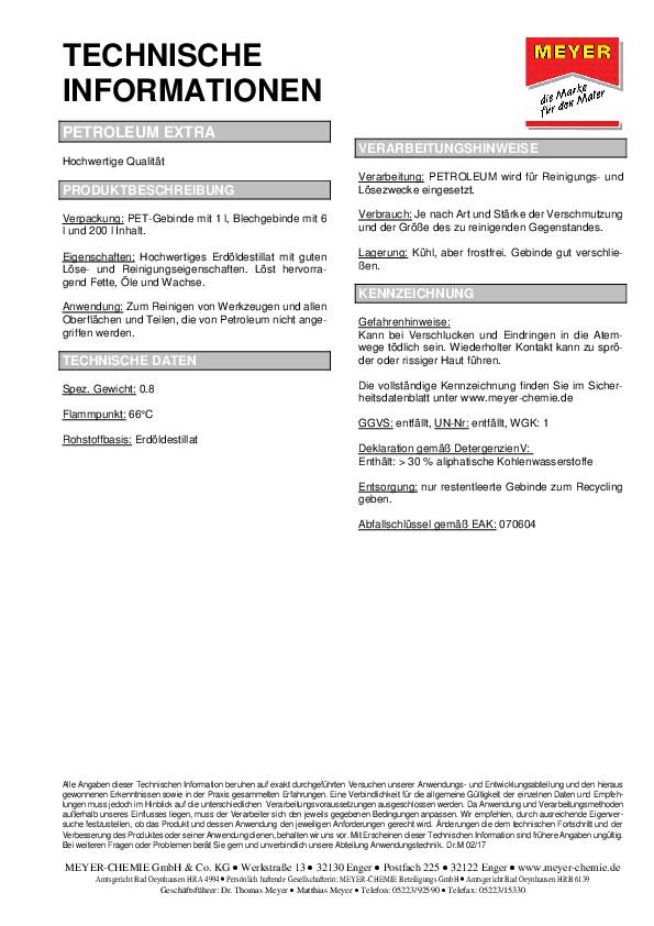 Petroleum 1l Flasche MEYER
