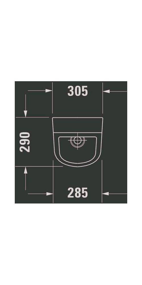 Duravit Urinal D-CODE RIMLESS 305x290mm Zul v hinten ohne Fliege weiß
