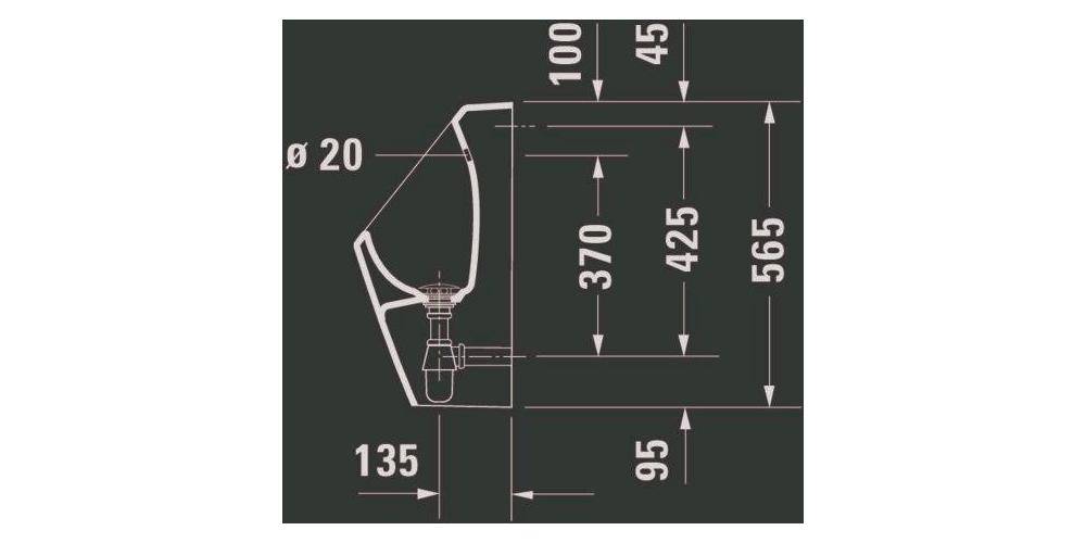 Duravit Urinal D-CODE RIMLESS 305x290mm Zul v hinten ohne Fliege weiß