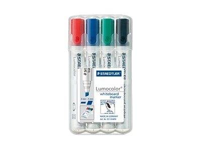 STAEDTLER Lumocolor - Marker - für Glas, Whiteboard, Porzellan - Schwarz, Rot, Blau, Grün - 2-5 mm (Packung mit 4)