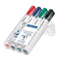 STAEDTLER Lumocolor - Marker - für Glas, Whiteboard, Porzellan - Schwarz, Rot, Blau, Grün - 2-5 mm (Packung mit 4)
