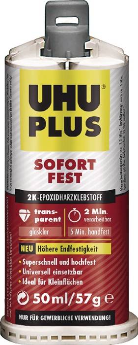 2K-Epoxidharzklebstoff PLUS SOFORTFEST 57g farblos Doppelkart.UHU