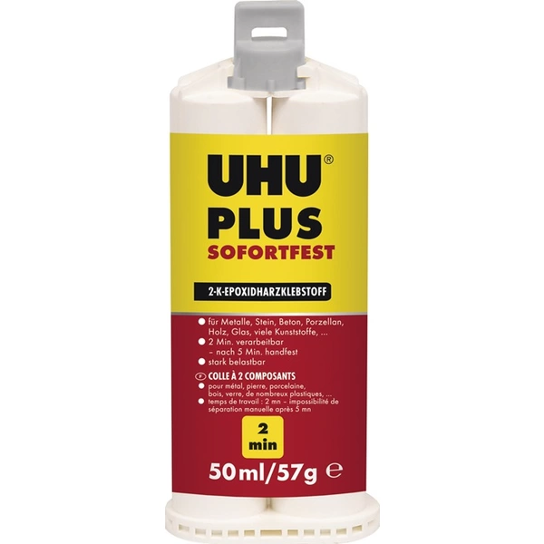 2K-Epoxidharzklebstoff PLUS SOFORTFEST 57g farblos Doppelkart.UHU 2K-Epoxidharzklebstoff PLUS SOFORTFEST 57g farblos Doppelkart.UHU