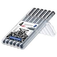 Staedtler pigment liner 308, Schwarz, Grau, 6 Stück(e)