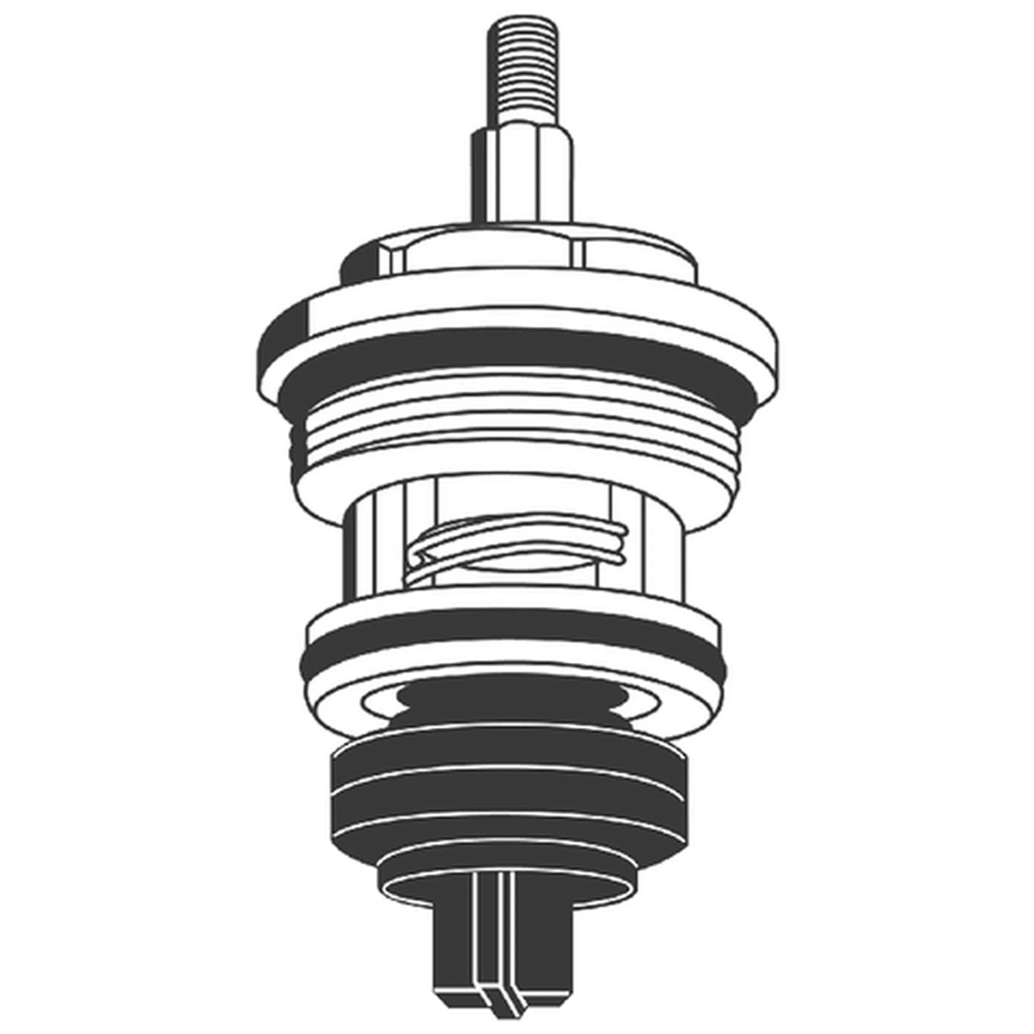 Schwarz-Weiß-Technische Illustration einer Zündkerze, die die Gewindeoberfläche oben, die Keramikisolierung und die untere Elektrodenbaugruppe zeigt.