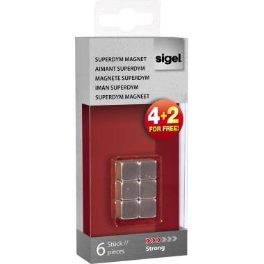 Sigel Magnet SuperDym C5 GL192 Cube 10x10x10mm silber 6 St./Pack.