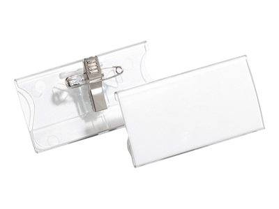 DURABLE - Namensschild - für 40 x 75 mm - Clip, Nadel - durchsichtig (Packung mit 25)