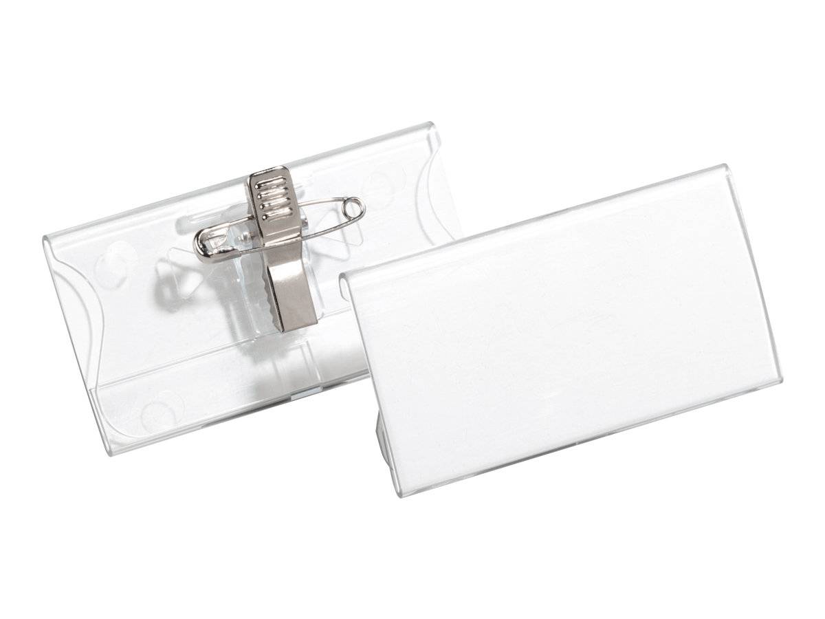 DURABLE - Namensschild - für 40 x 75 mm - Clip, Nadel - durchsichtig (Packung mit 25)