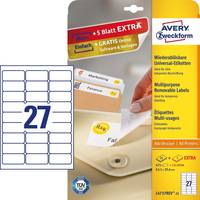 AVERY ZWECKFORM - Avery - Entfernbarer Klebstoff - weiß - 63.5 x 29.6 mm 675 Etikett(en) (25 Bogen x 27)