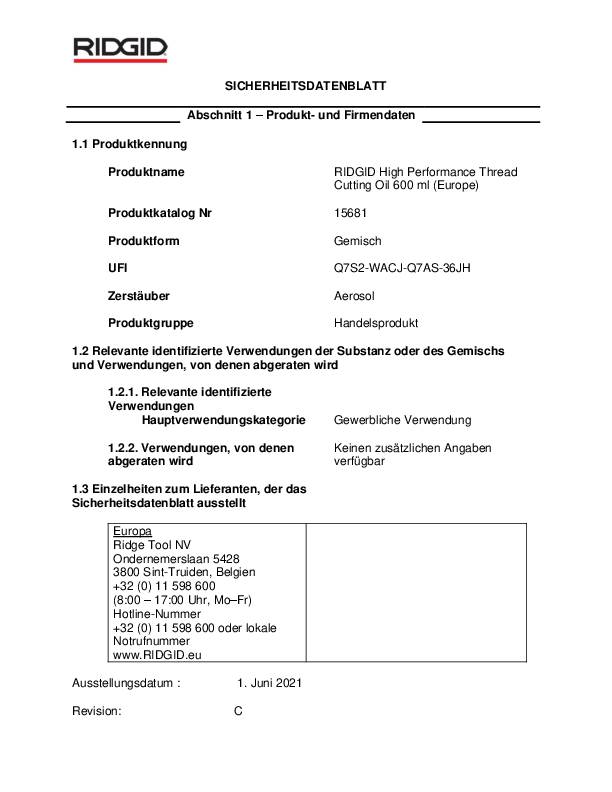 Gewindeschneidmittel 600 ml Spraydose RIDGID