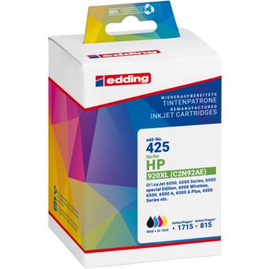 edding Tintenpatrone 18-425 wie HP Nr.920XL sw/c/m/y 4 St./Pack. - Artikel: 101021099